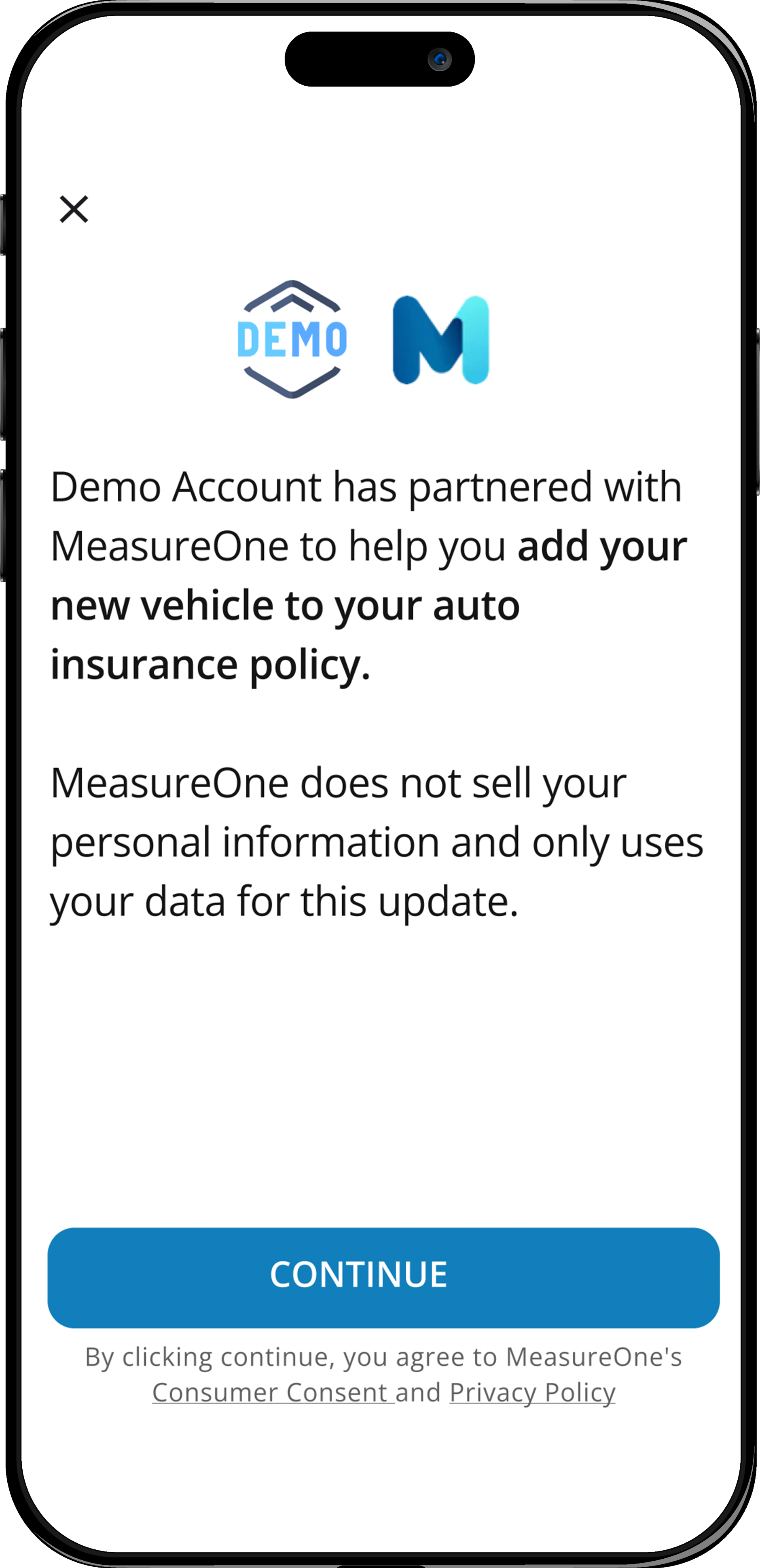 Auto Insurance Policy Updating Phone Screen 1